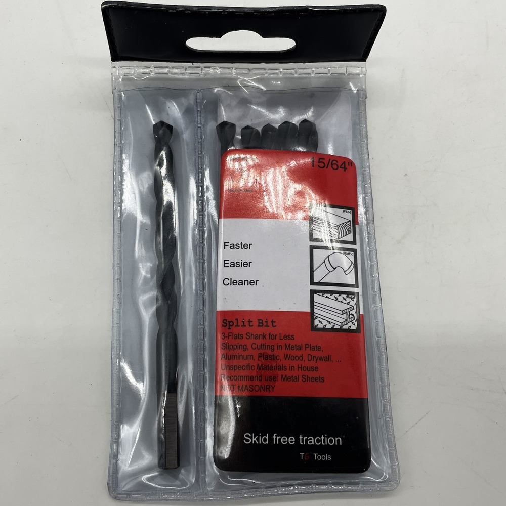 TG Tools Drill Bits 15/64" Split Bit Skid Free Traction 6 Pack Straight Shank